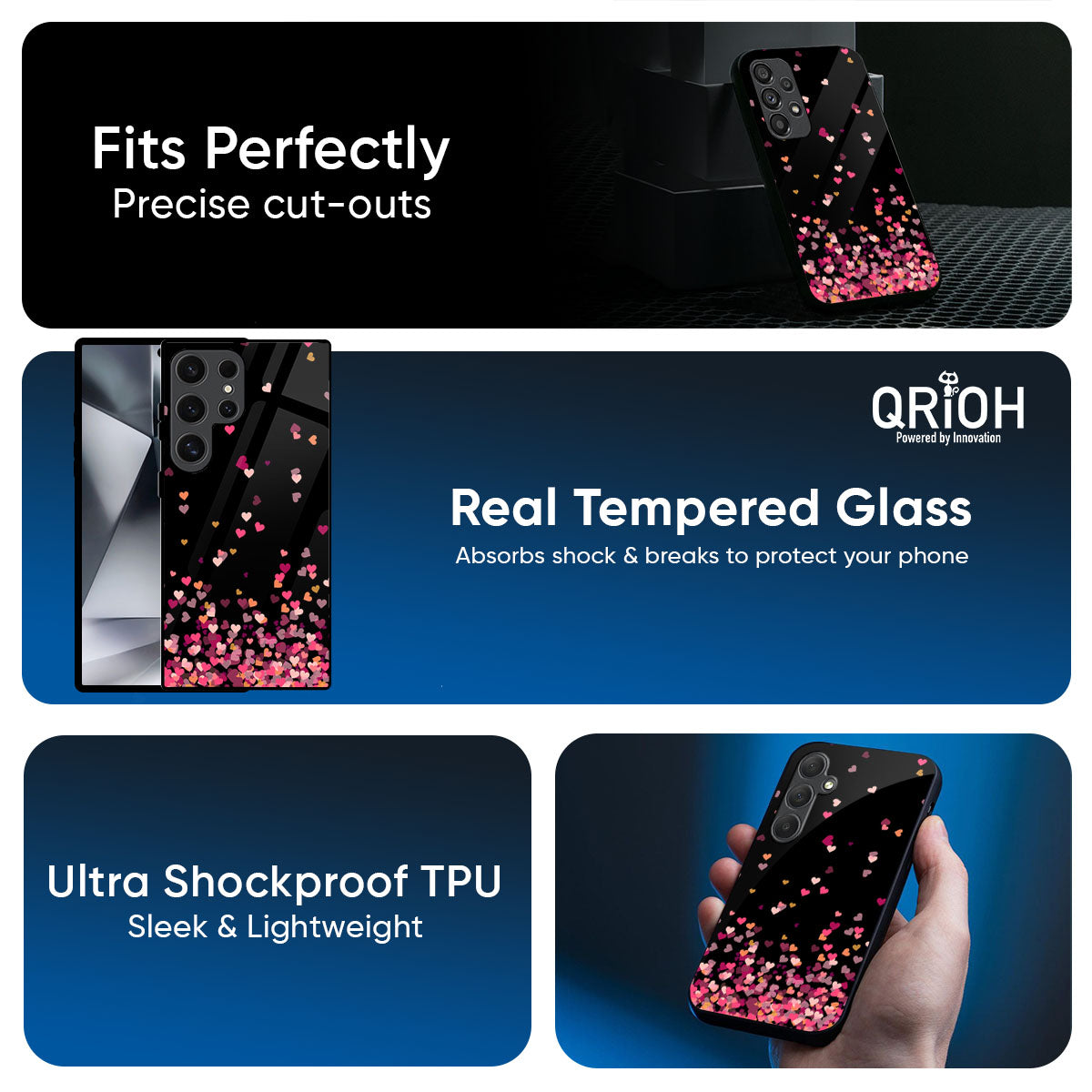 Heart Rain Fall Glass Case For Samsung Galaxy A57 5G