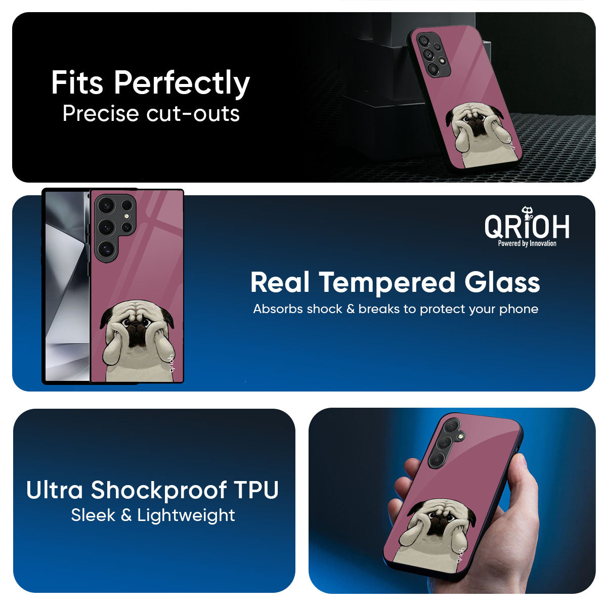 Funny Pug Face Glass Case For Samsung Galaxy M56 5G