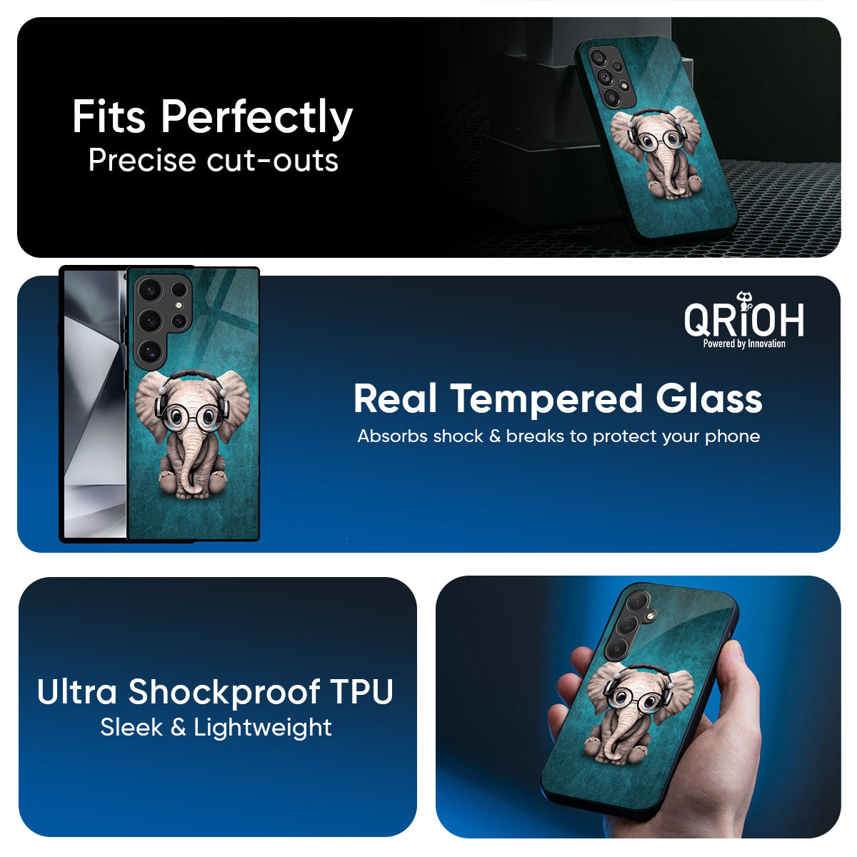 Adorable Baby Elephant Glass Case For Samsung Galaxy M15 5G