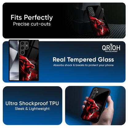 Red Angry Lion Glass Case for Samsung Galaxy M56 5G