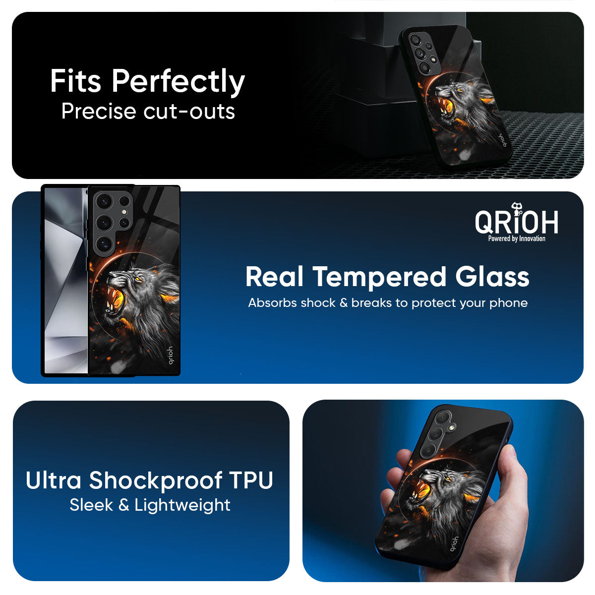 Aggressive Lion Glass Case for Samsung Galaxy F16 5G