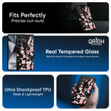 Black Cherry Blossom Glass Case for Samsung Galaxy M17 5G