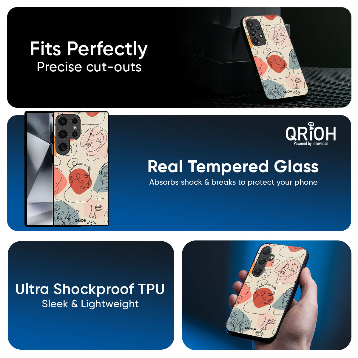 Abstract Faces Glass Case for Samsung Galaxy A17 5G