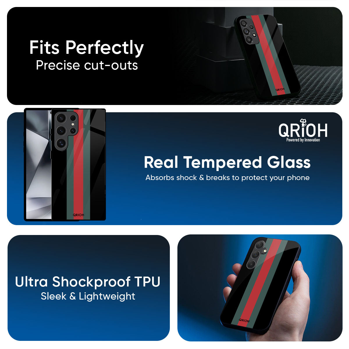 Vertical Stripes Glass Case for Samsung Galaxy M56 5G