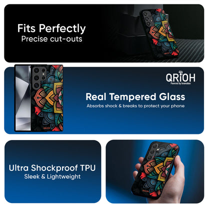 Retro Gorgeous Flower Glass Case for Samsung Galaxy M56 5G