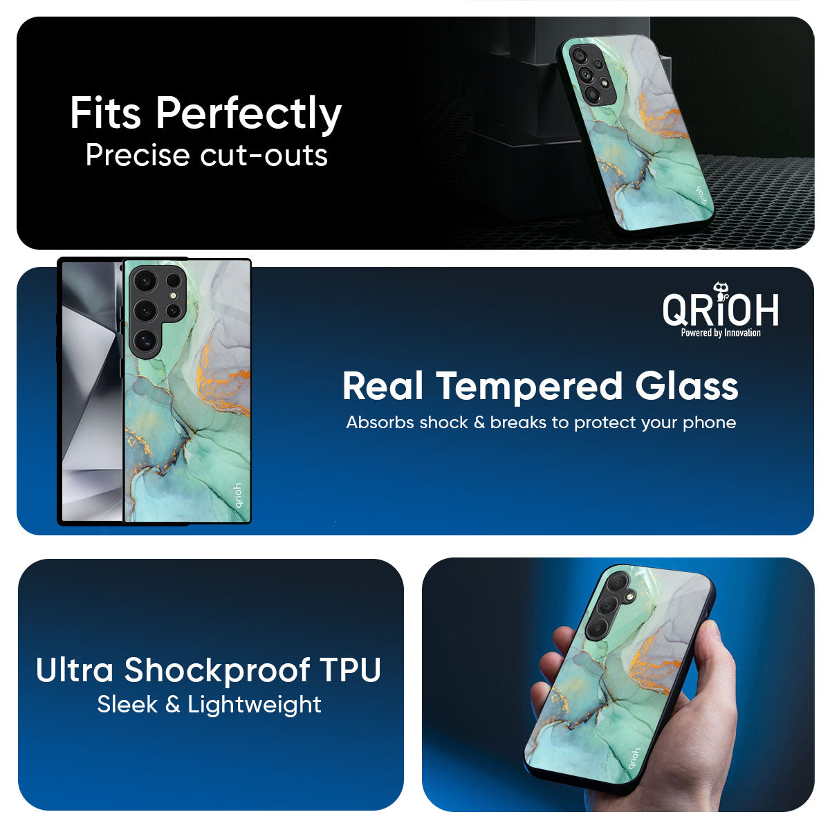 Green Marble Glass Case for Samsung Galaxy M56 5G