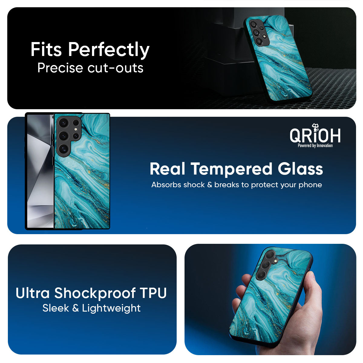 Ocean Marble Glass Case for Samsung Galaxy M56 5G