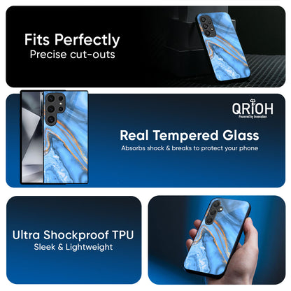 Vibrant Blue Marble Glass Case for Samsung Galaxy M56 5G