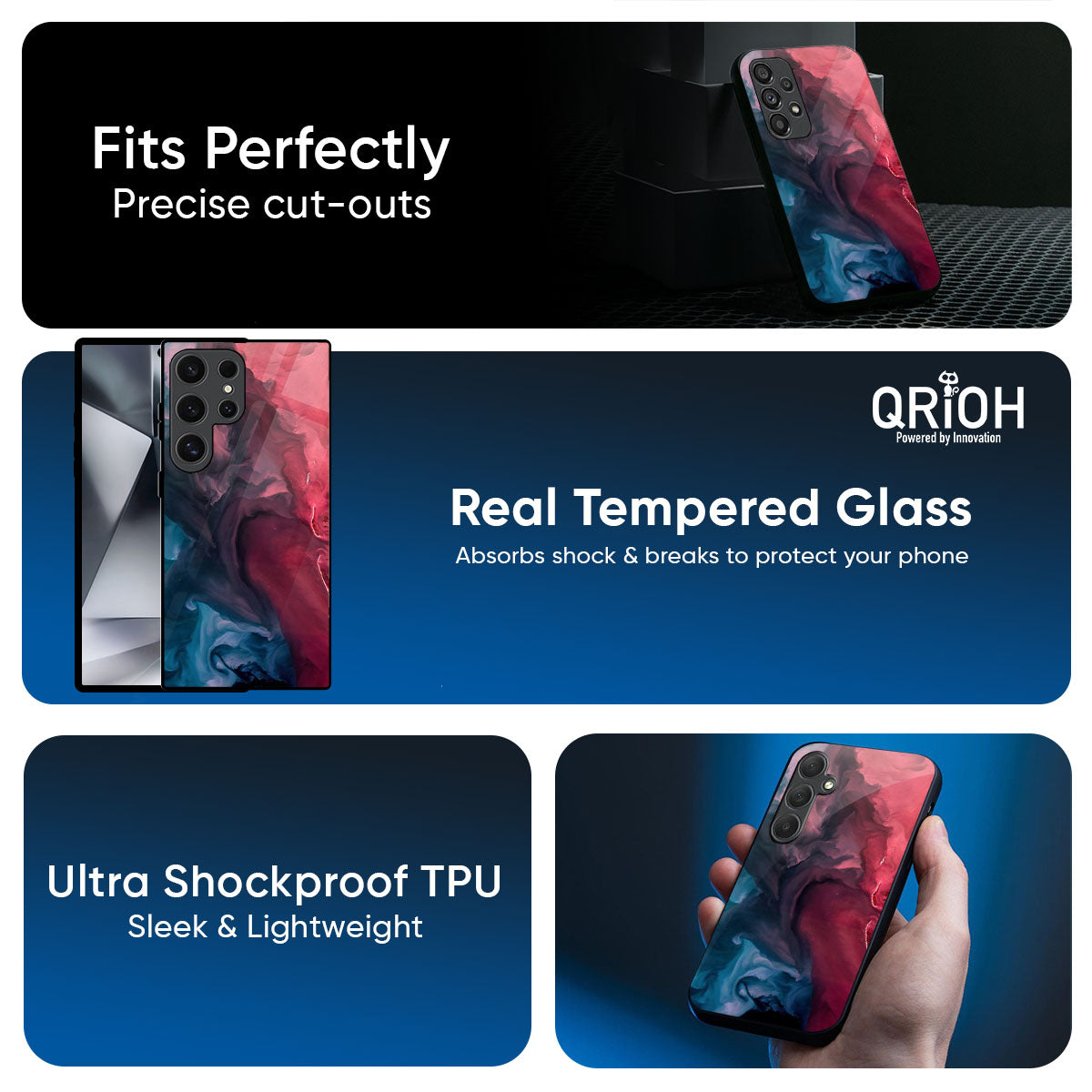 Blue & Red Smoke Glass Case for Samsung Galaxy A57 5G