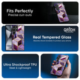 Purple Rhombus Marble Glass Case for Samsung Galaxy S26 5G