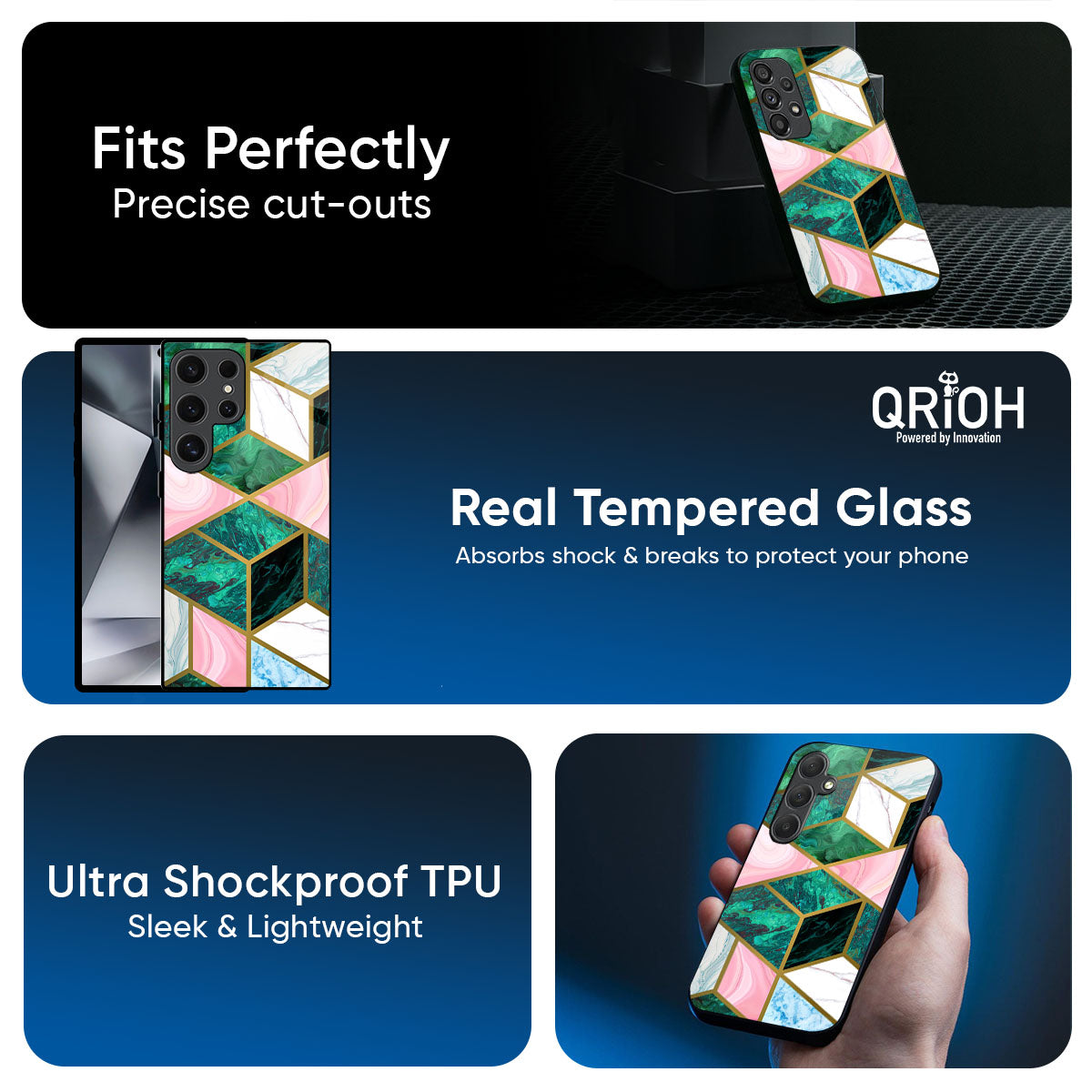 Seamless Green Marble Glass Case for Samsung Galaxy M56 5G