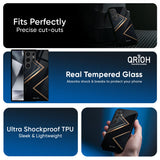 Sleek Golden & Navy Glass Case for Samsung Galaxy F56 5G