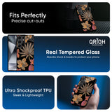 Lines Pattern Flowers Glass Case for Samsung Galaxy M16 5G