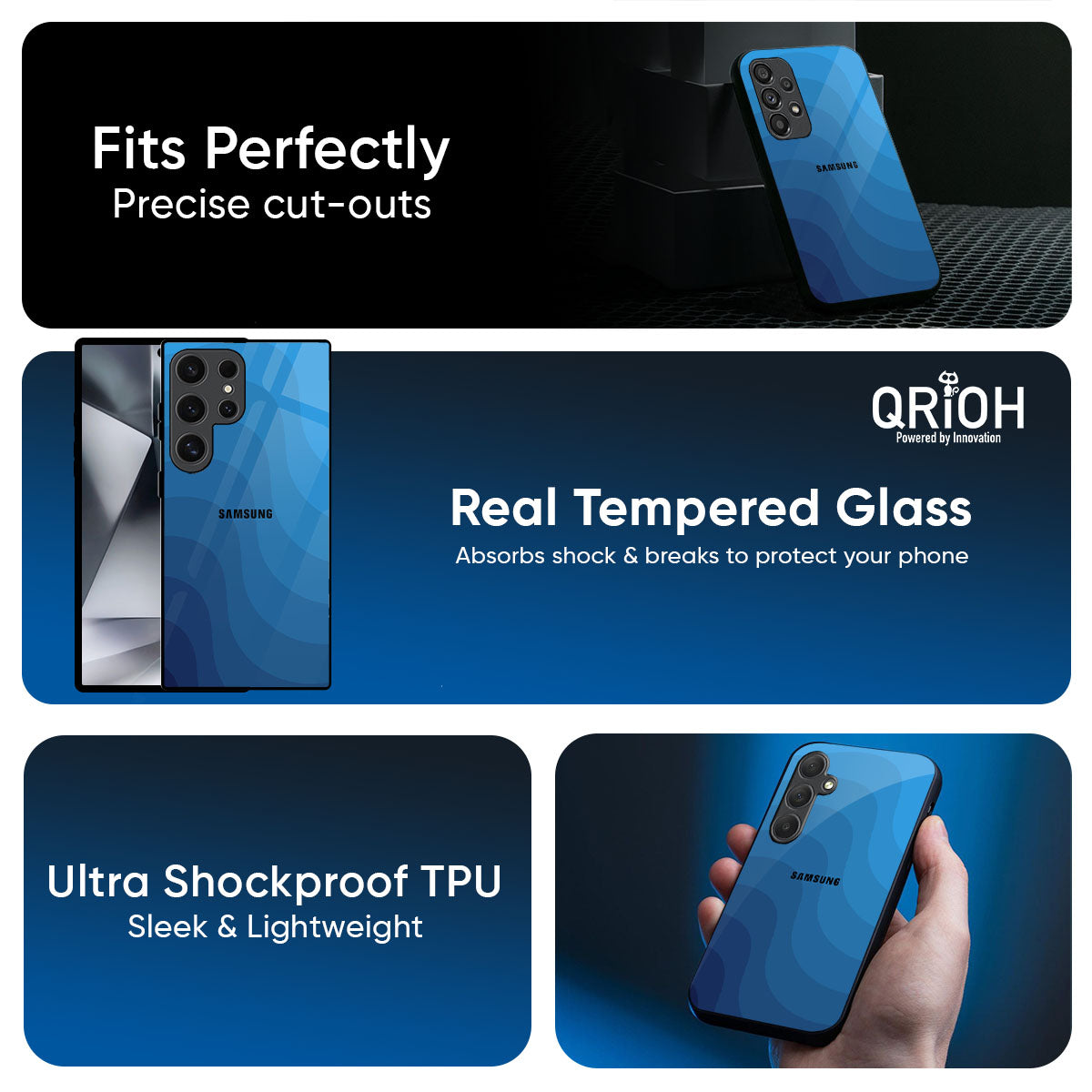 Blue Wave Abstract Glass Case for Samsung Galaxy M56 5G