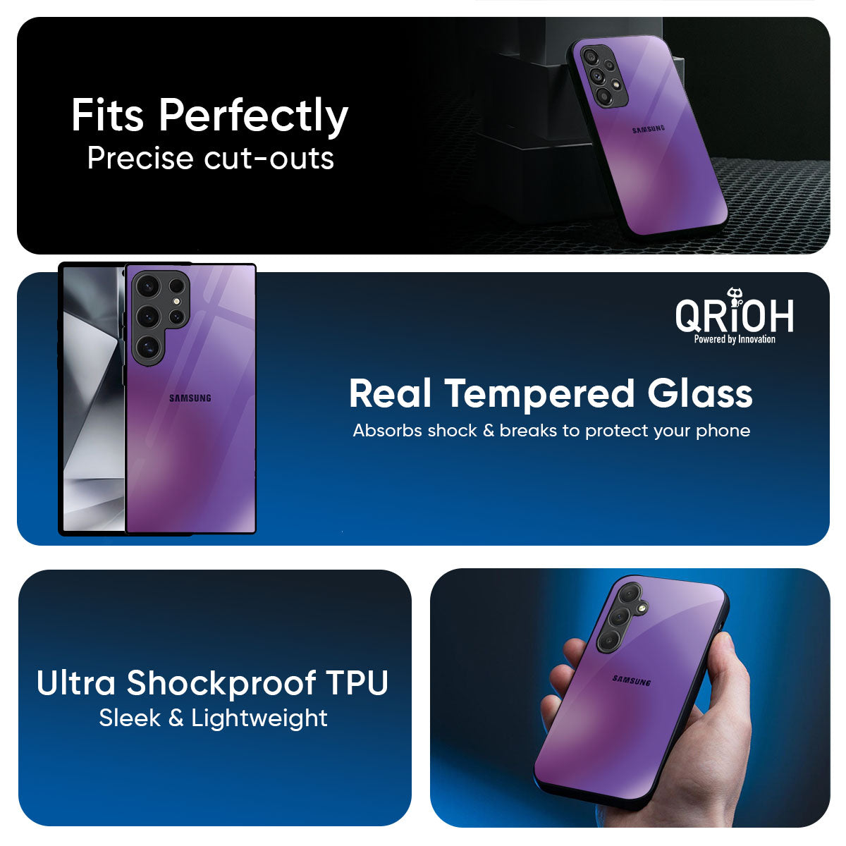 Ultraviolet Gradient Glass Case for Samsung Galaxy M56 5G