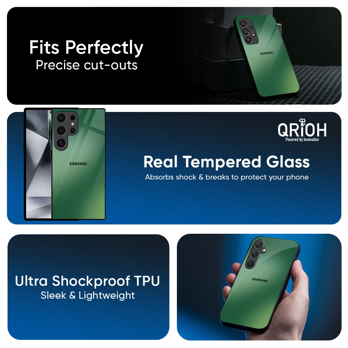 Green Grunge Texture Glass Case for Samsung Galaxy A57 5G
