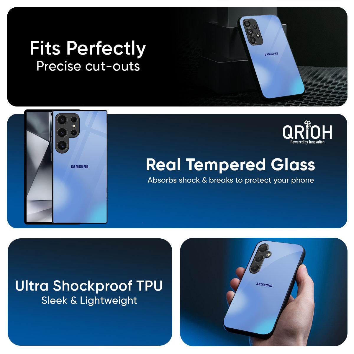 Vibrant Blue Texture Glass Case for Samsung Galaxy M56 5G