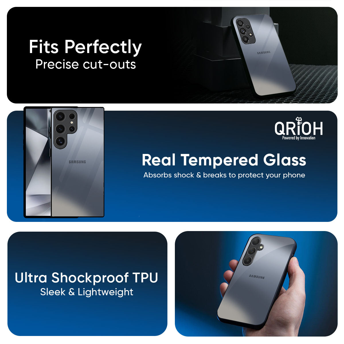 Space Grey Gradient Glass Case for Samsung Galaxy M56 5G