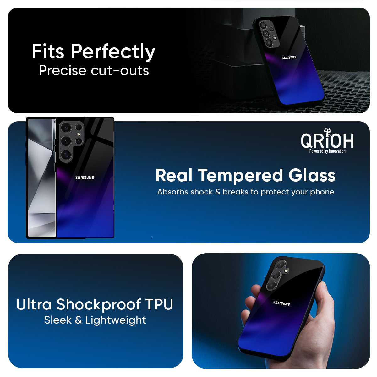 Black Onyx Glass Case for Samsung Galaxy M56 5G