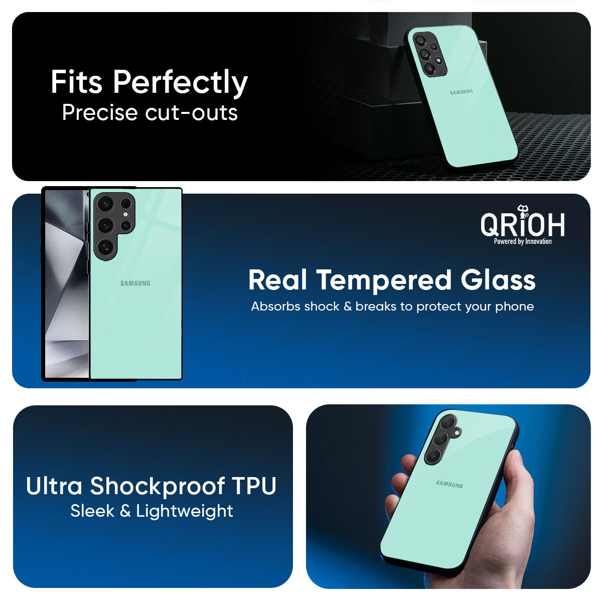 Teal Glass Case for Samsung Galaxy M56 5G