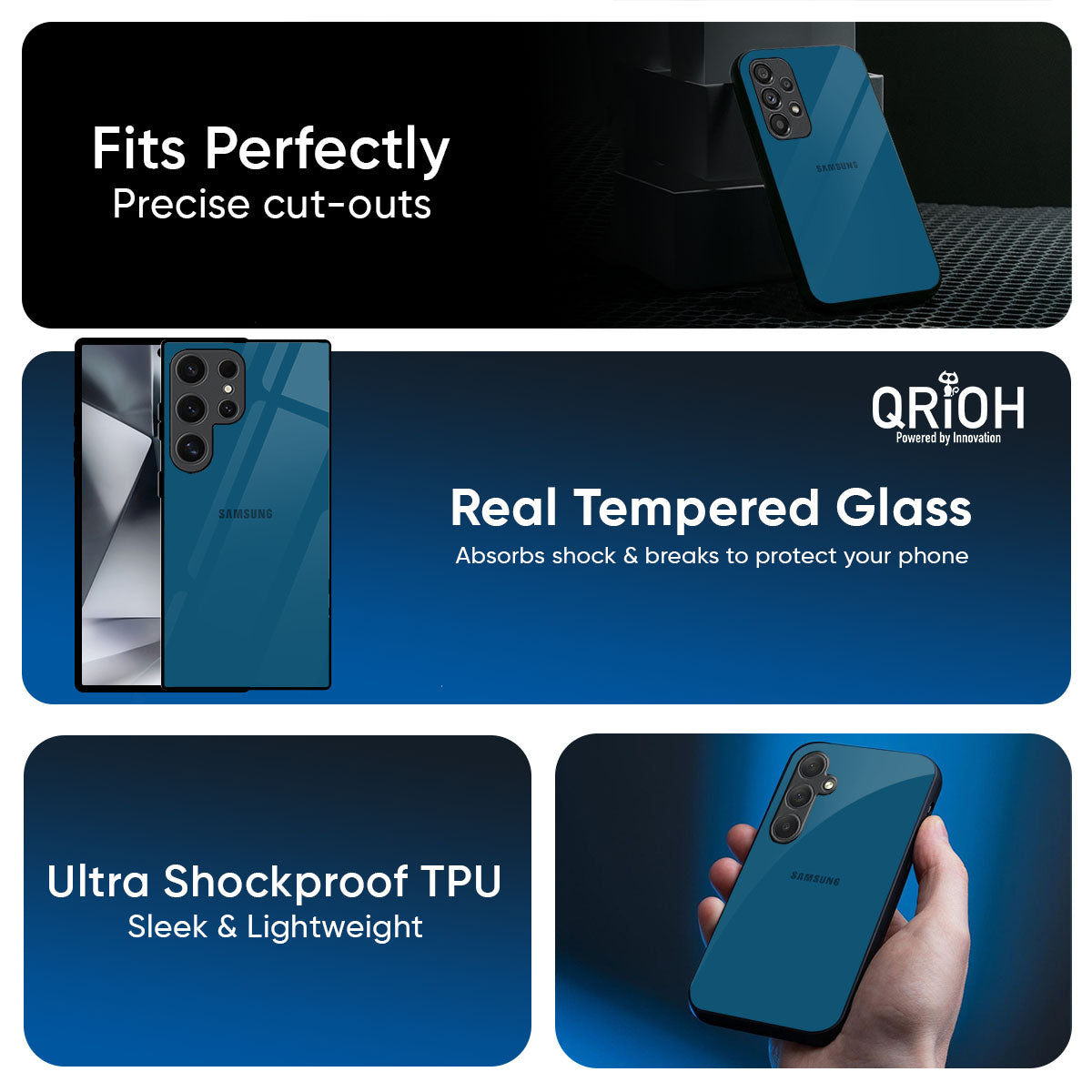 Cobalt Blue Glass Case for Samsung Galaxy M56 5G