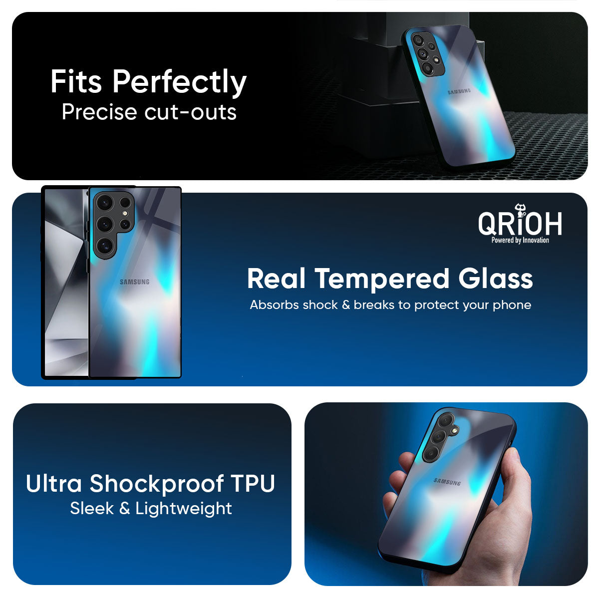 Blue Swan Shadow Glass Case for Samsung Galaxy M56 5G