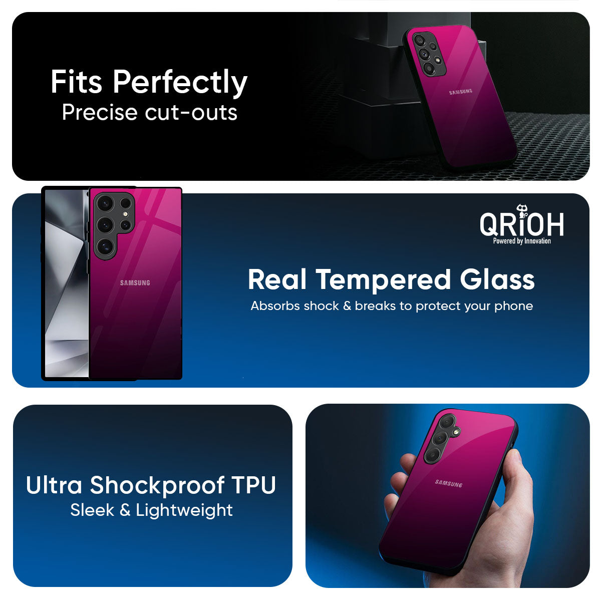 Purple Ombre Pattern Glass Case for Samsung Galaxy A57 5G