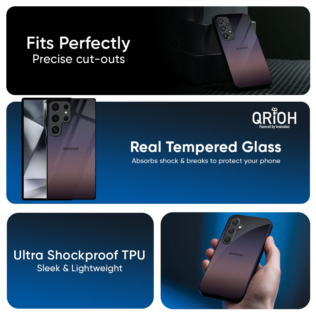 Grey Ombre Glass Case for Samsung Galaxy M56 5G
