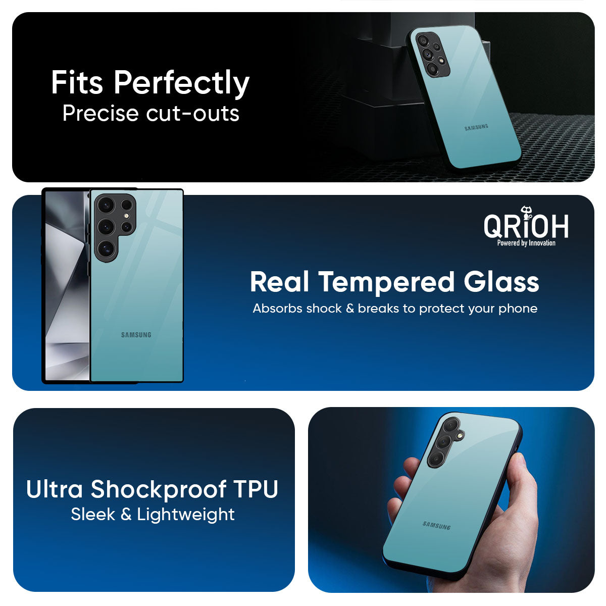 Arctic Blue Glass Case For Samsung Galaxy M56 5G