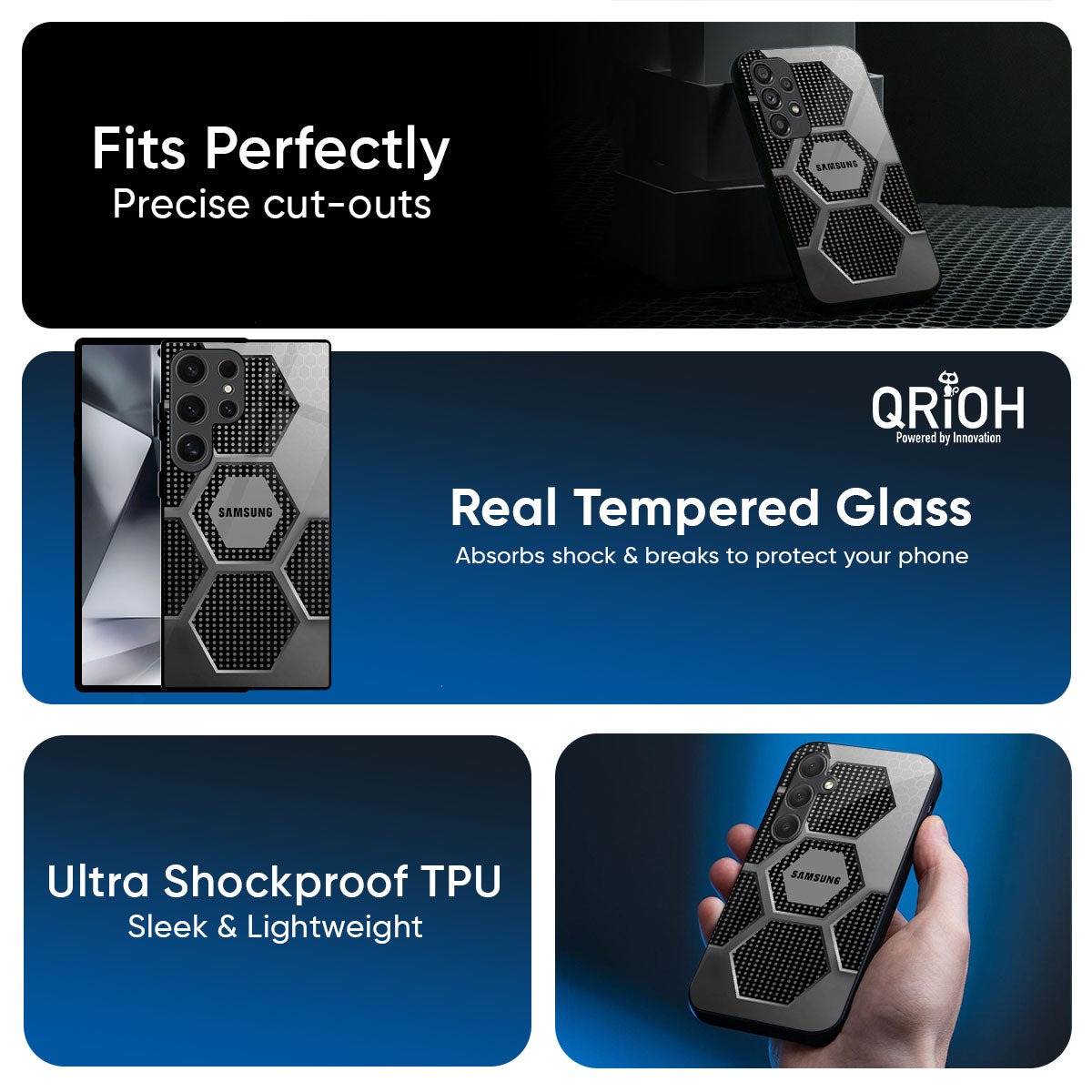 Hexagon Style Glass Case For Samsung Galaxy M56 5G