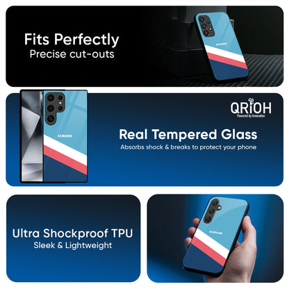 Pink & White Stripes Glass Case For Samsung Galaxy A57 5G