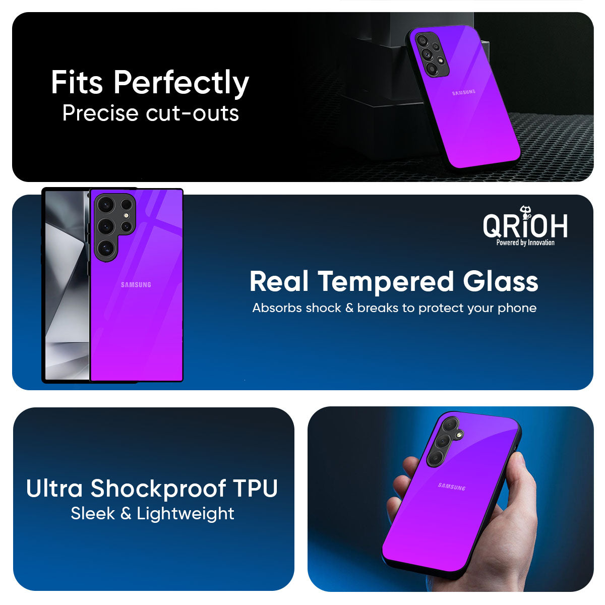 Purple Pink Glass Case for Samsung Galaxy M56 5G