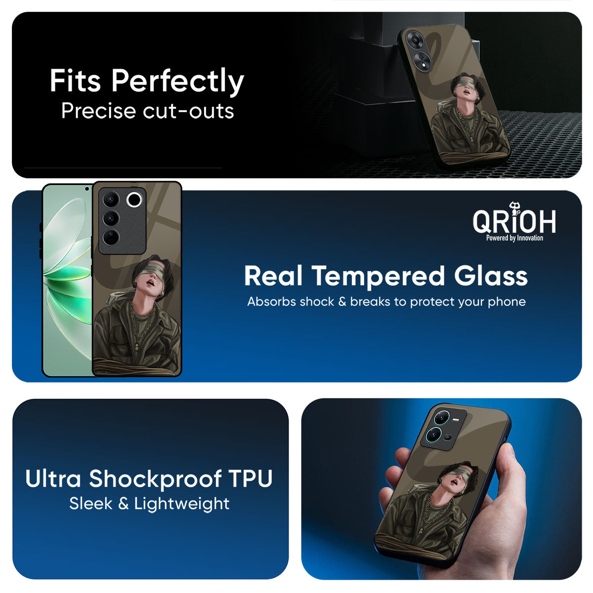 Blind Fold Glass Case for IQOO Z10x 5G
