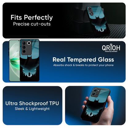 Cyan Bat Glass Case for Vivo X200T 5G