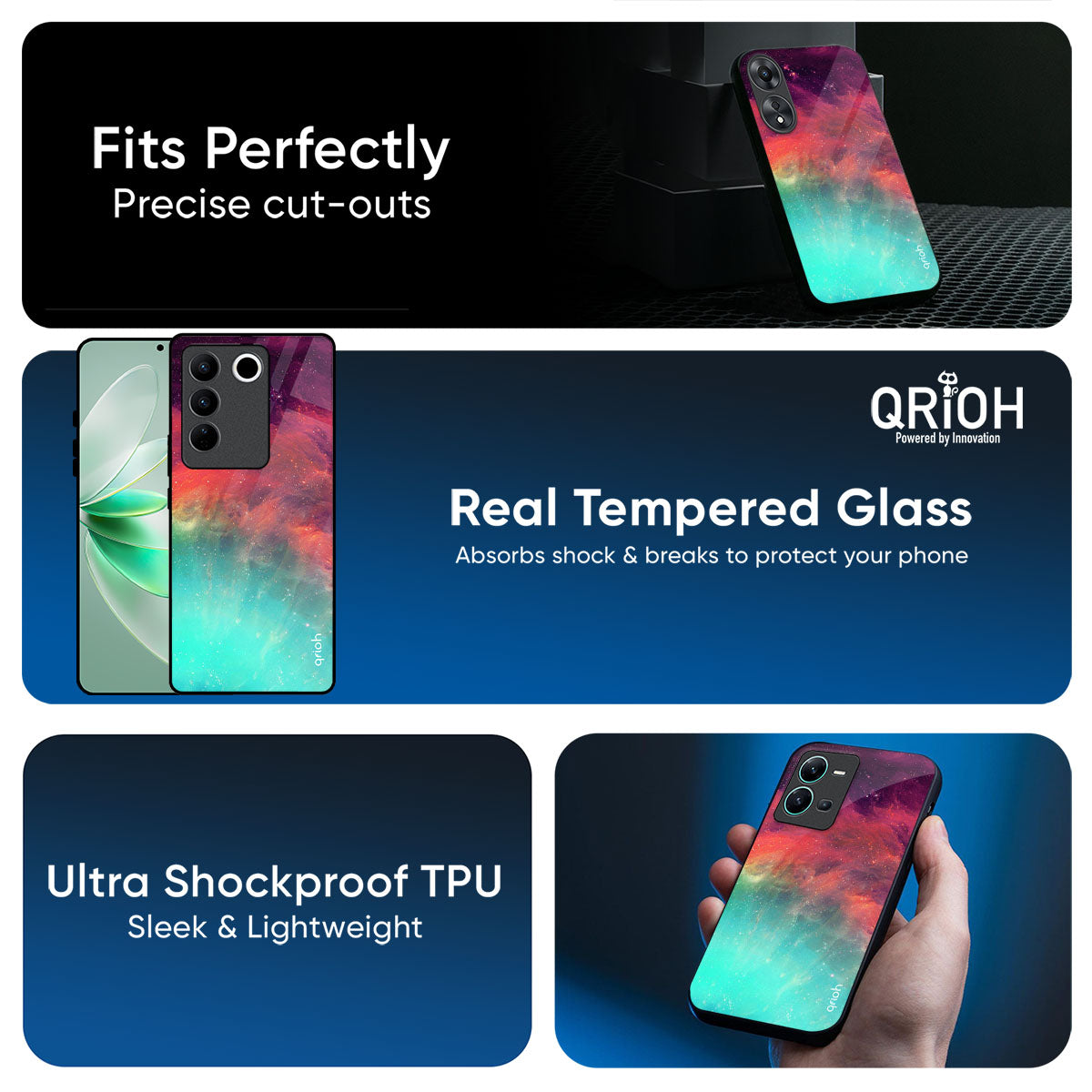 Colorful Aura Glass Case for IQOO Z10x 5G