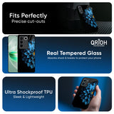 Half Blue Flower Glass Case for Vivo Y400 Pro 5G