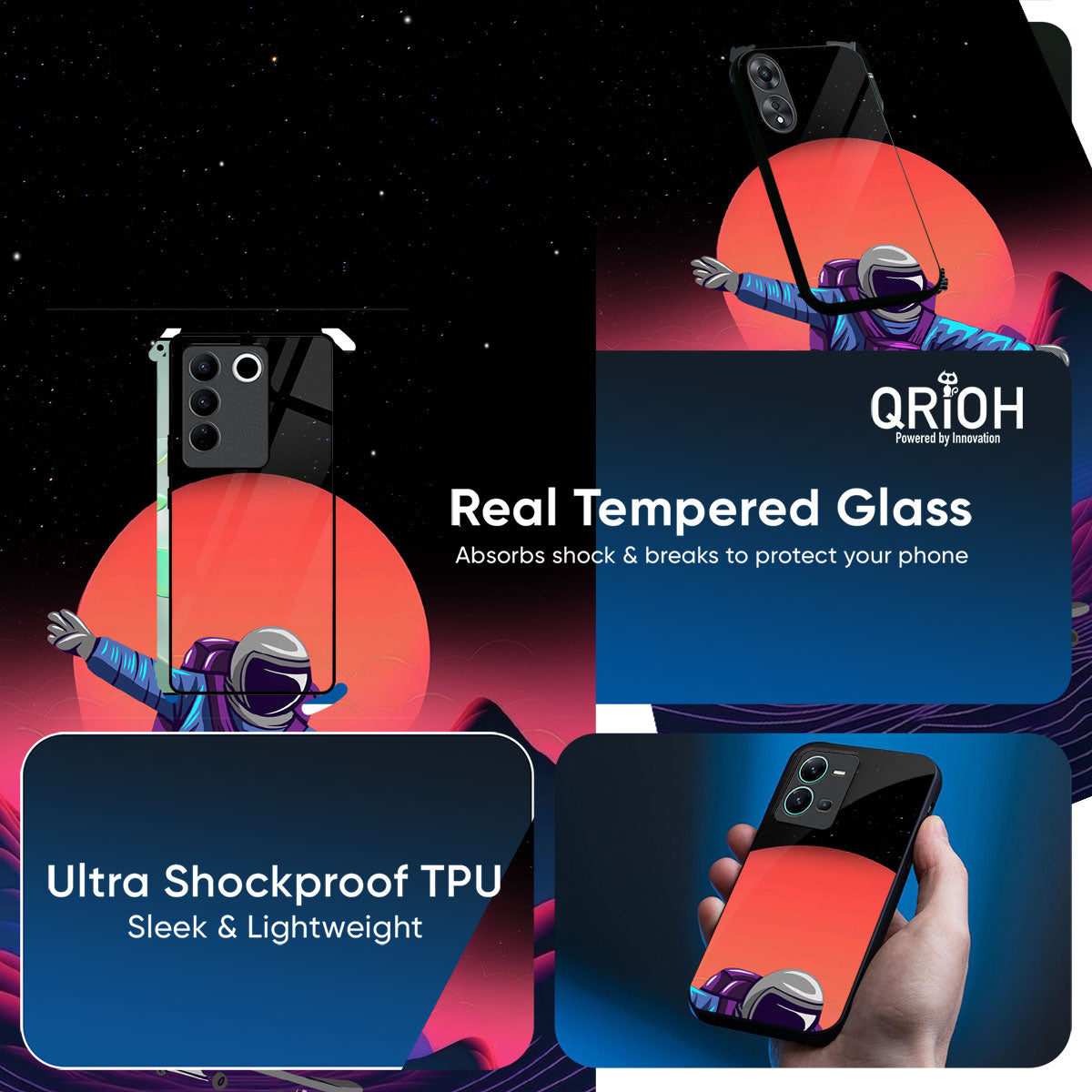 Retro Astronaut Glass Case for Vivo X200 FE 5G