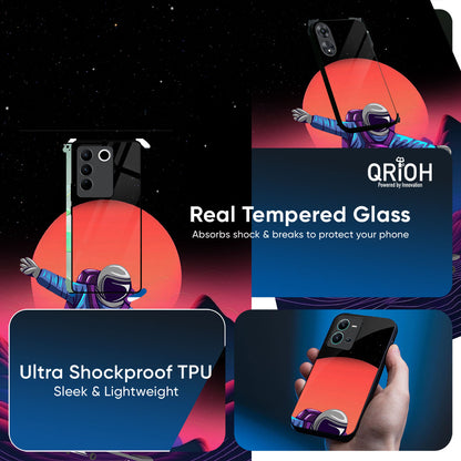 Retro Astronaut Glass Case for Vivo V60 5G