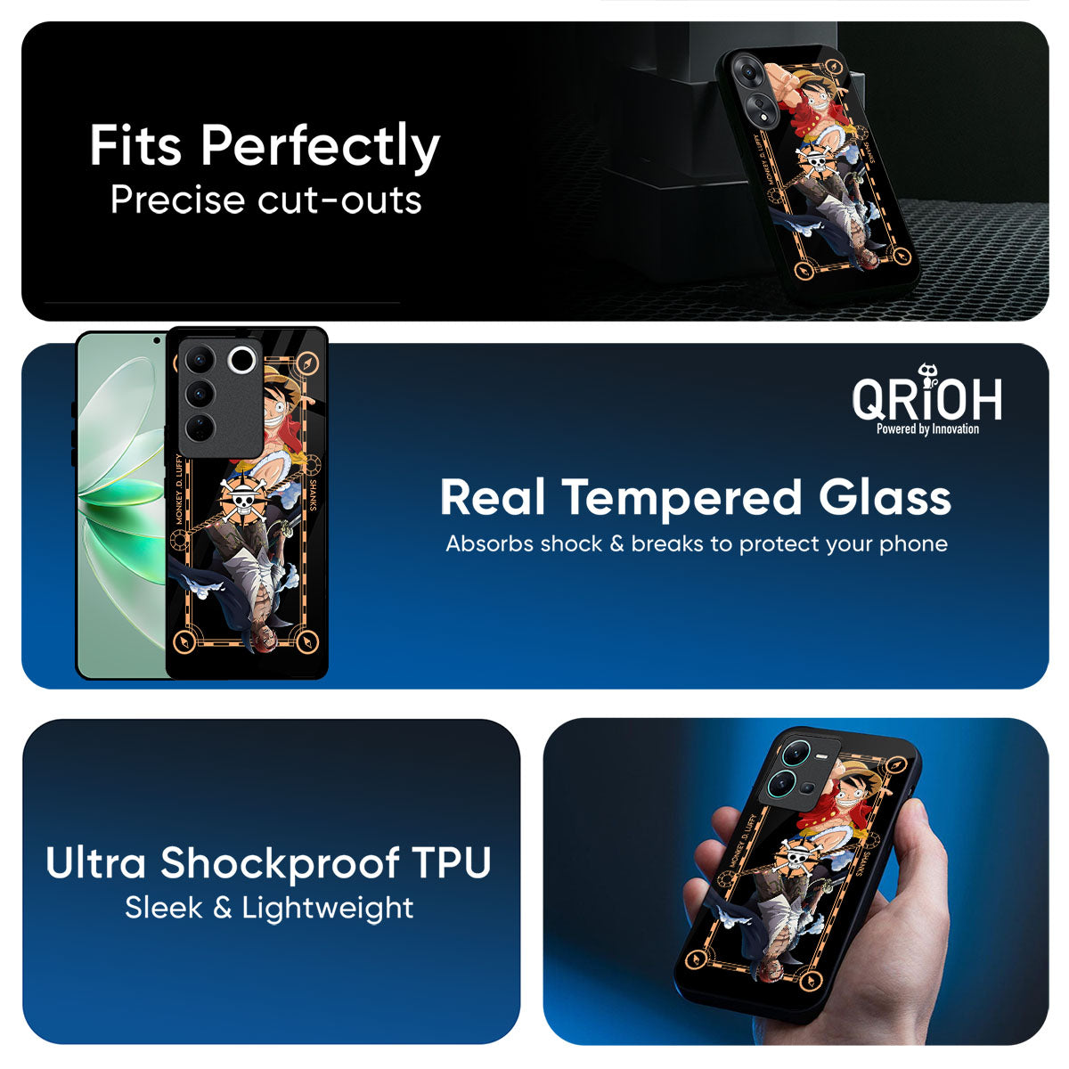 Shanks & Luffy Glass Case for Vivo T5 Pro 5G