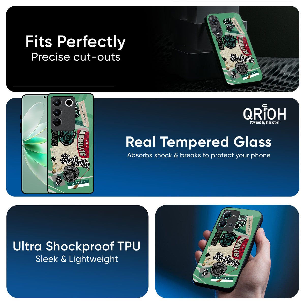 Slytherin Glass Case for Vivo T5 Pro 5G