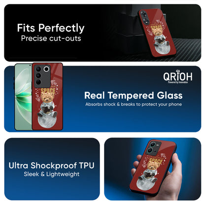 Astronaut Bear Glass Case for Vivo X200T 5G