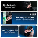 Floral Black Band Glass Case For IQOO Z6 5G