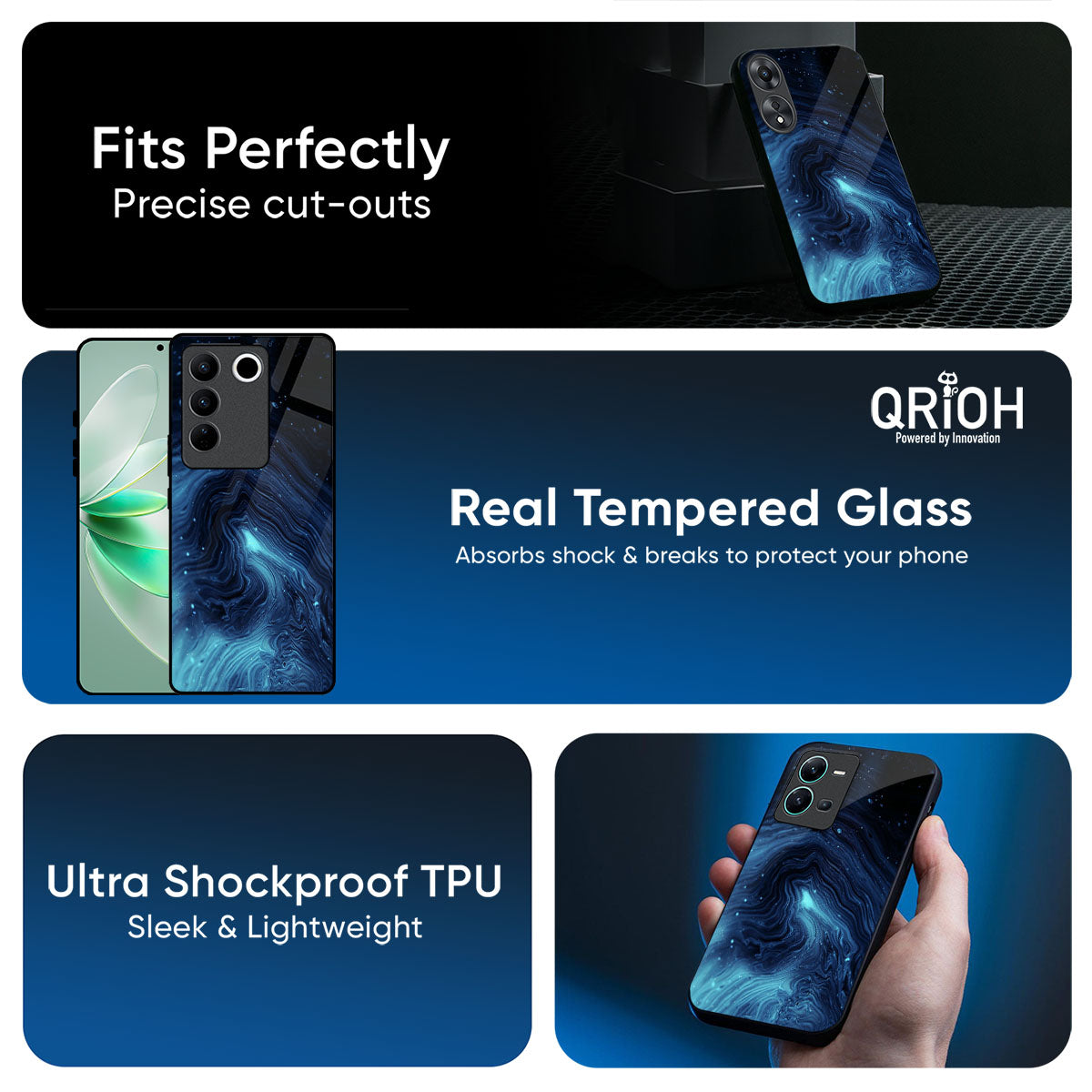Dazzling Ocean Gradient Glass Case For Vivo V70 FE 5G