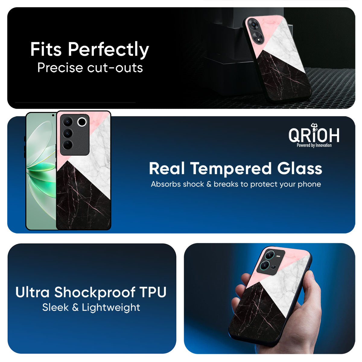 Marble Collage Art Glass Case For Vivo V40e 5G