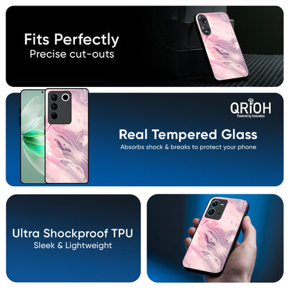 Diamond Pink Gradient Glass Case For Vivo T5 Pro 5G