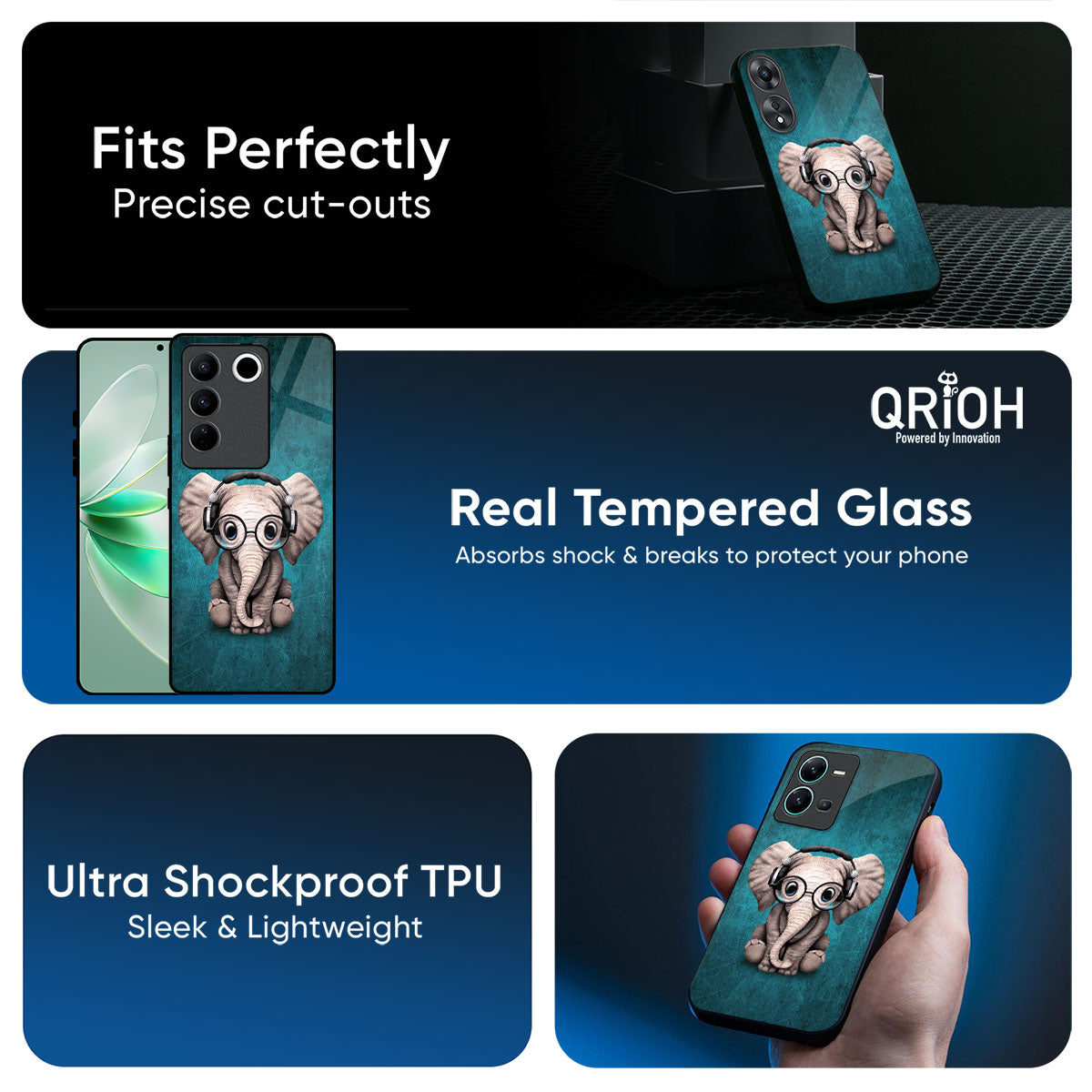 Adorable Baby Elephant Glass Case For iQOO Neo 10R 5G