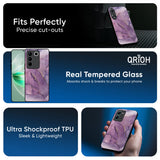 Purple Gold Marble Glass Case for Vivo Y21 5G