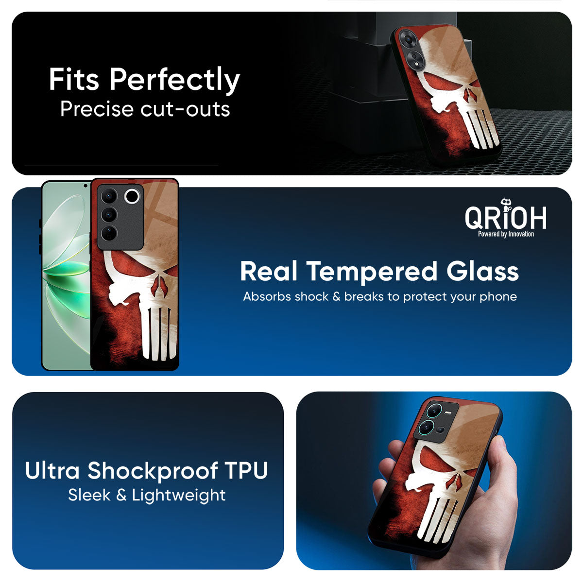 Red Skull Glass Case for Vivo Y31 5G