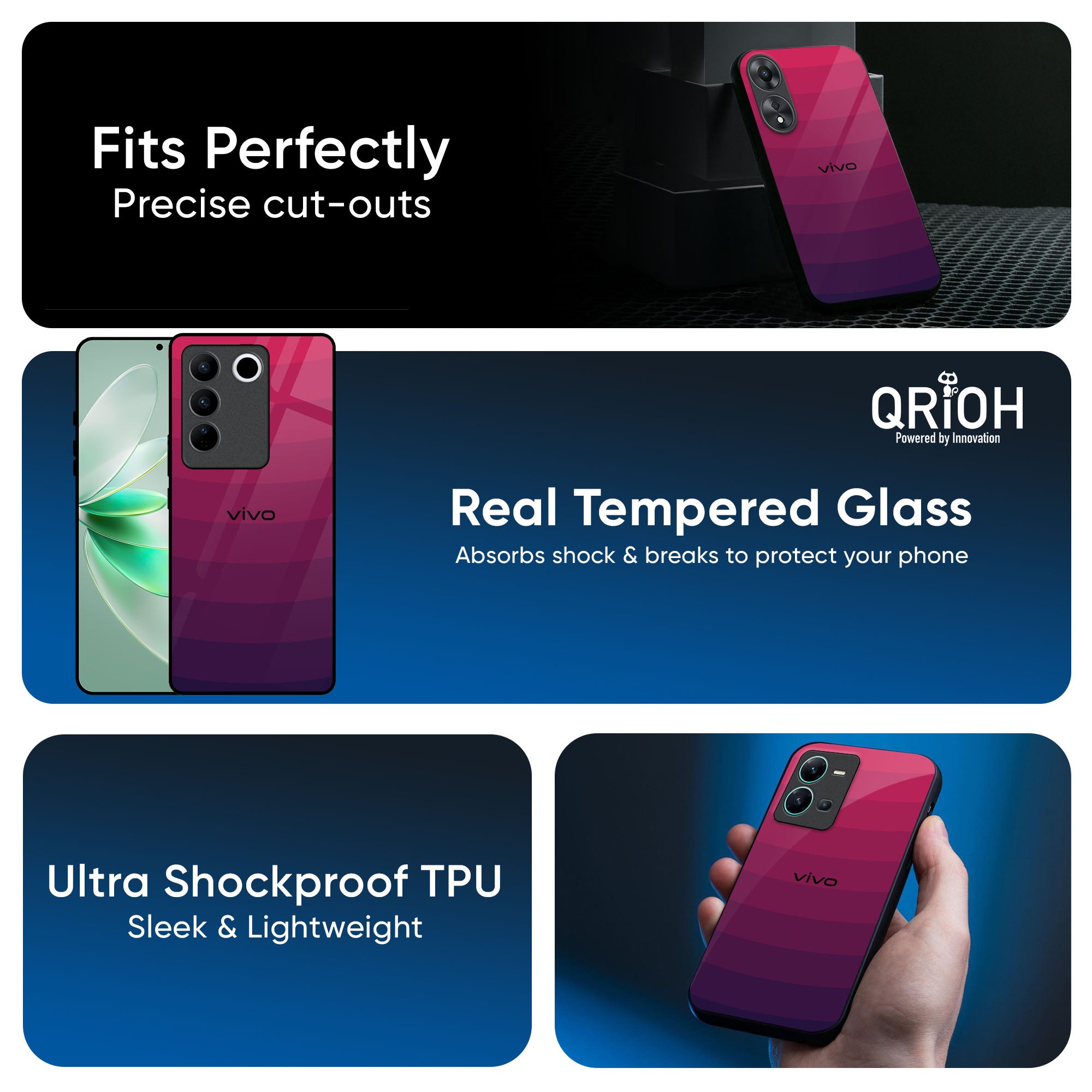 Wavy Pink Pattern Glass Case for Vivo V40e 5G