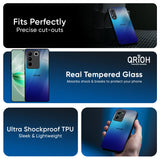 Blue Rhombus Pattern Glass Case for Vivo Y21 5G